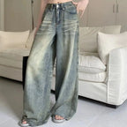 Y2K High Waist Loose Jeans for Women - Retro Vintage Style
