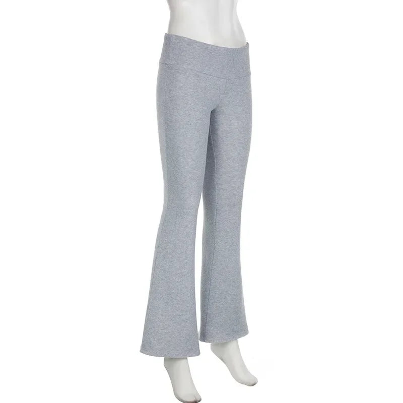 Flare Bootcut Pants for Women - Slim Low-Waisted Design