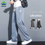 Men's Summer Loose Lyocell Jeans with Drawstring Waist