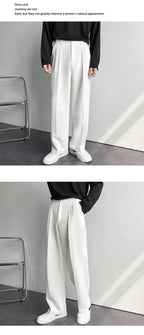 Men's White Baggy Wide Pants for Casual Spring Wear