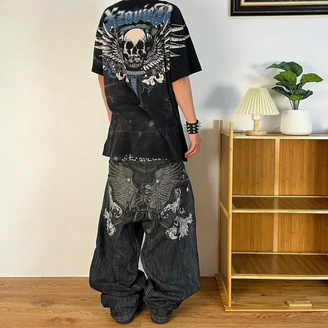 Cargo Pants for Women - Embroidered Baggy Jeans