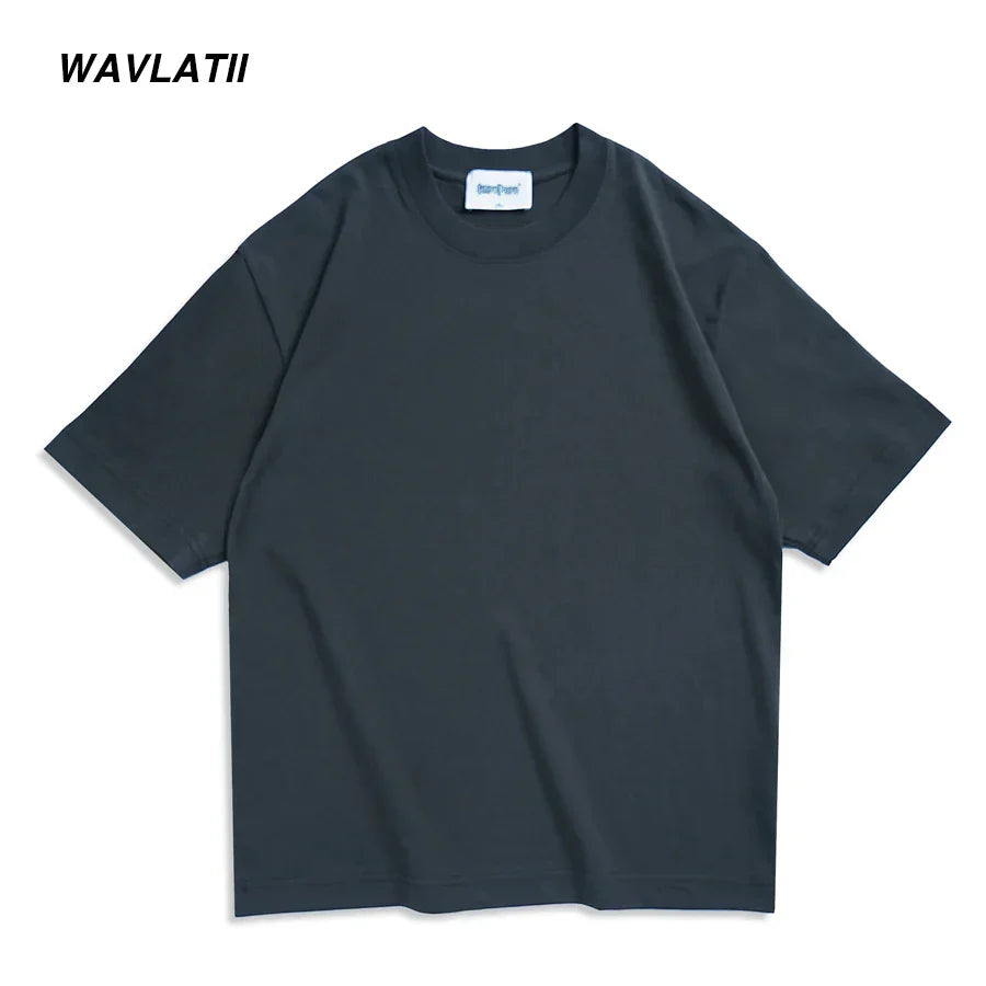 WAVLATII 260 GSM Casual Oversized T-Shirts for Men