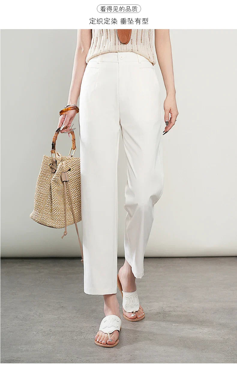 High-Waisted Lightweight Cropped Pants for Women