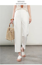 High-Waisted Lightweight Cropped Pants for Women