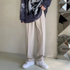 Men's Casual White Polyester Loose Trousers