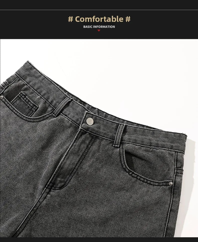Loose Polyester Men's Jeans for Casual Spring and Autumn