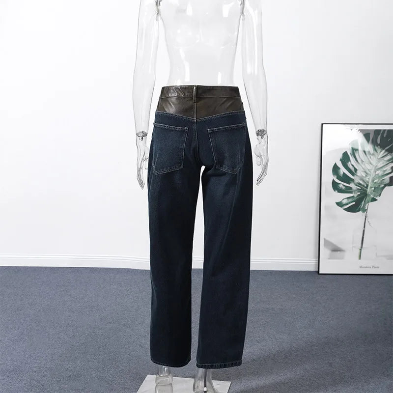 Blue High Waist Wide Leg Jeans for Women