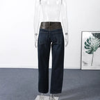 Blue High Waist Wide Leg Jeans for Women