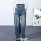 Blue High Waist Wide Leg Jeans for Women