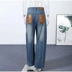 Blue High Waist Wide Leg Jeans for Women