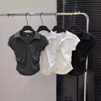 Cotton Summer Women's Slim Crop Polo T-Shirt
