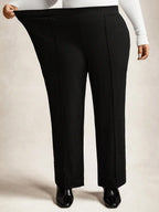 High Waisted Pleated Wide Leg Pants for Women - Black