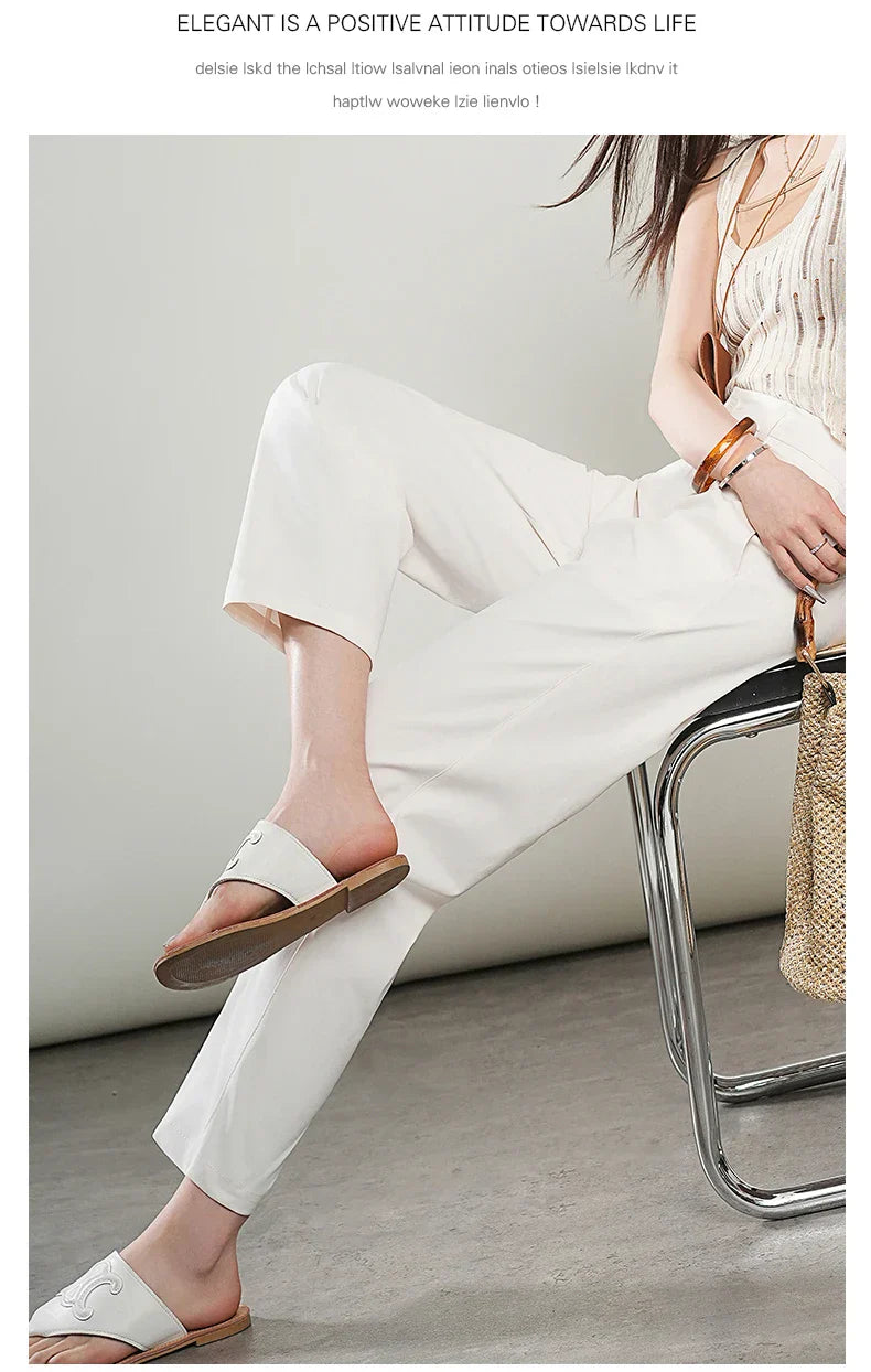 High-Waisted Lightweight Cropped Pants for Women