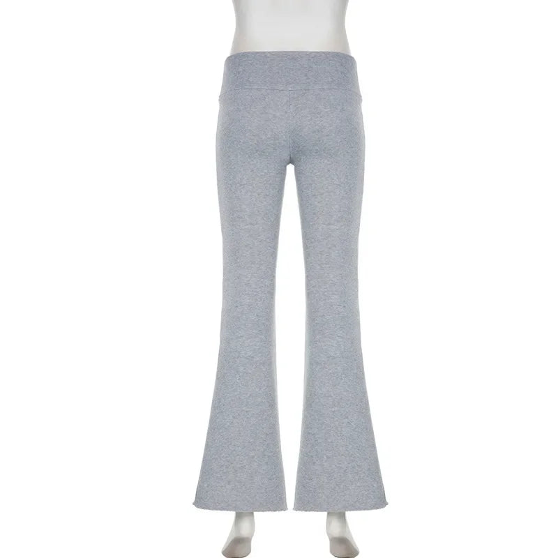 Flare Bootcut Pants for Women - Slim Low-Waisted Design