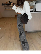 Blue High Waist Wide Leg Jeans for Women