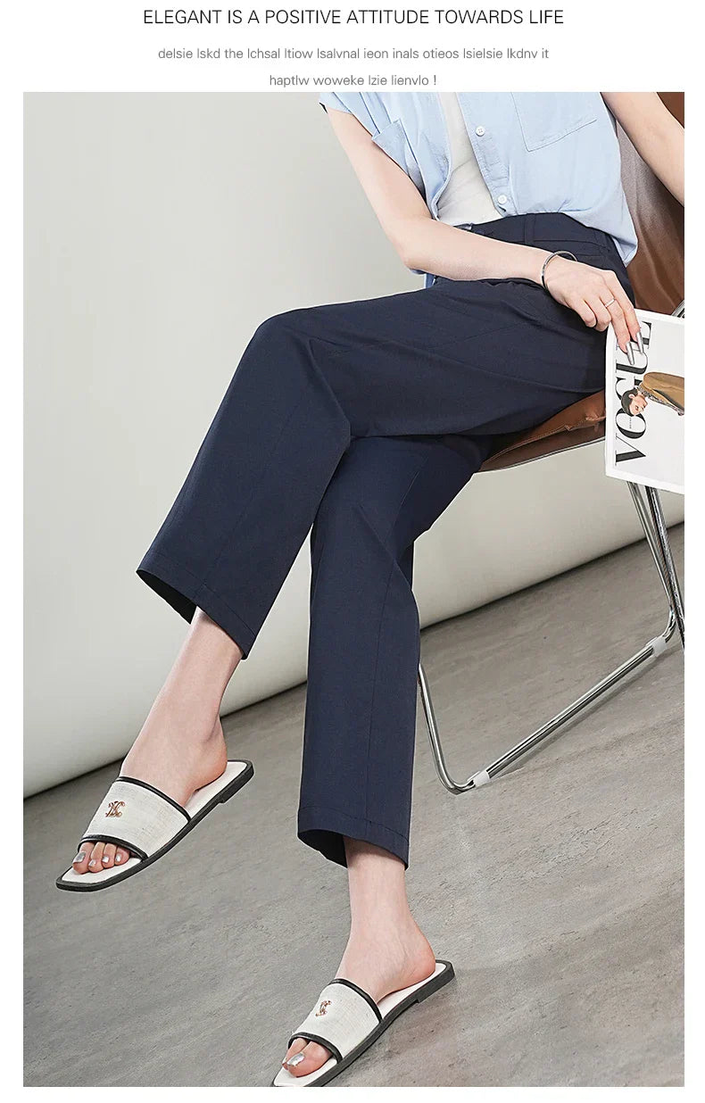 High-Waisted Lightweight Cropped Pants for Women