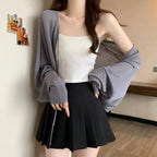 Black Ice Silk Summer Cardigan for Women - Large Size