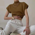 Knitted Women's Short Sleeve Vest Sweater Blouse