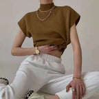 Knitted Women's Short Sleeve Vest Sweater Blouse