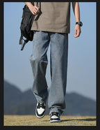 Loose Polyester Men's Jeans for Casual Spring and Autumn