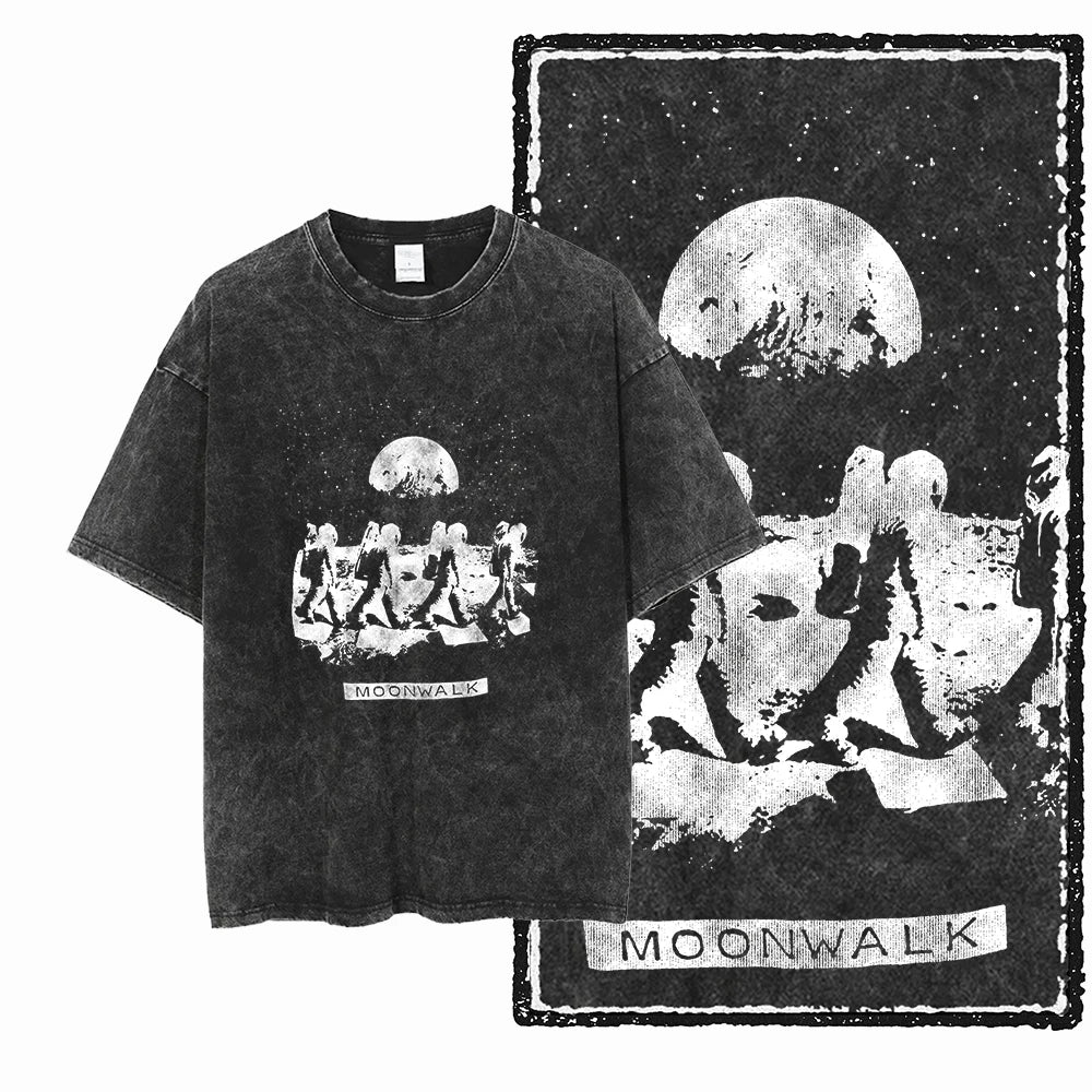 Printed Cotton Acid Washed Astronaut T-Shirt for Men