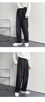 Men's White Baggy Wide Pants for Casual Spring Wear