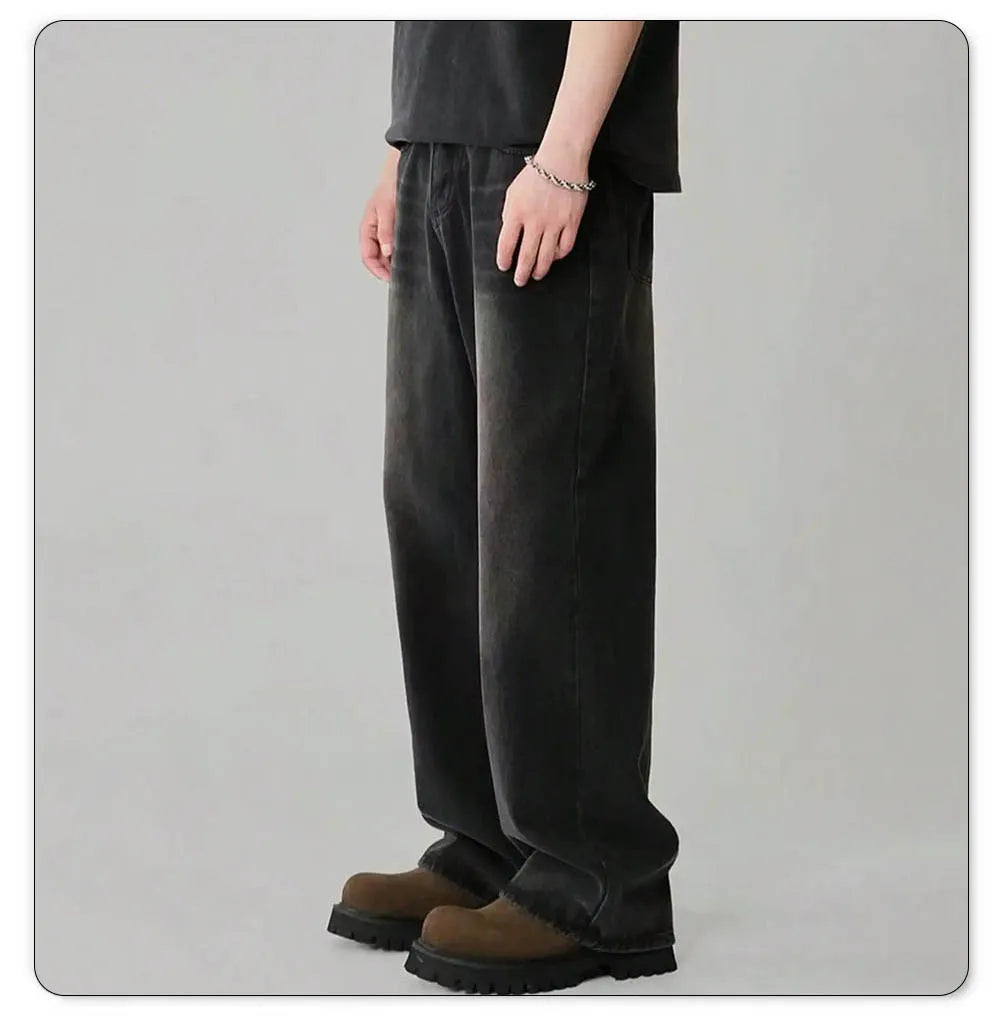 Loose Wide Leg Jeans for Men in Black and Gray