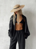 Chic Women's Cotton-Linen Two-Piece Set for Office Wear