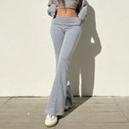 Flare Bootcut Pants for Women - Slim Low-Waisted Design