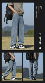 Loose Polyester Men's Jeans for Casual Spring and Autumn
