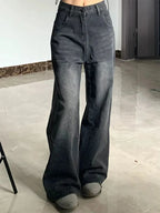 Y2K High Waist Baggy Women's Jeans in Black Gray