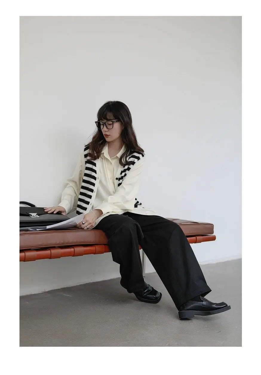 Korean Oversized Blouse with Detachable Tie for Women