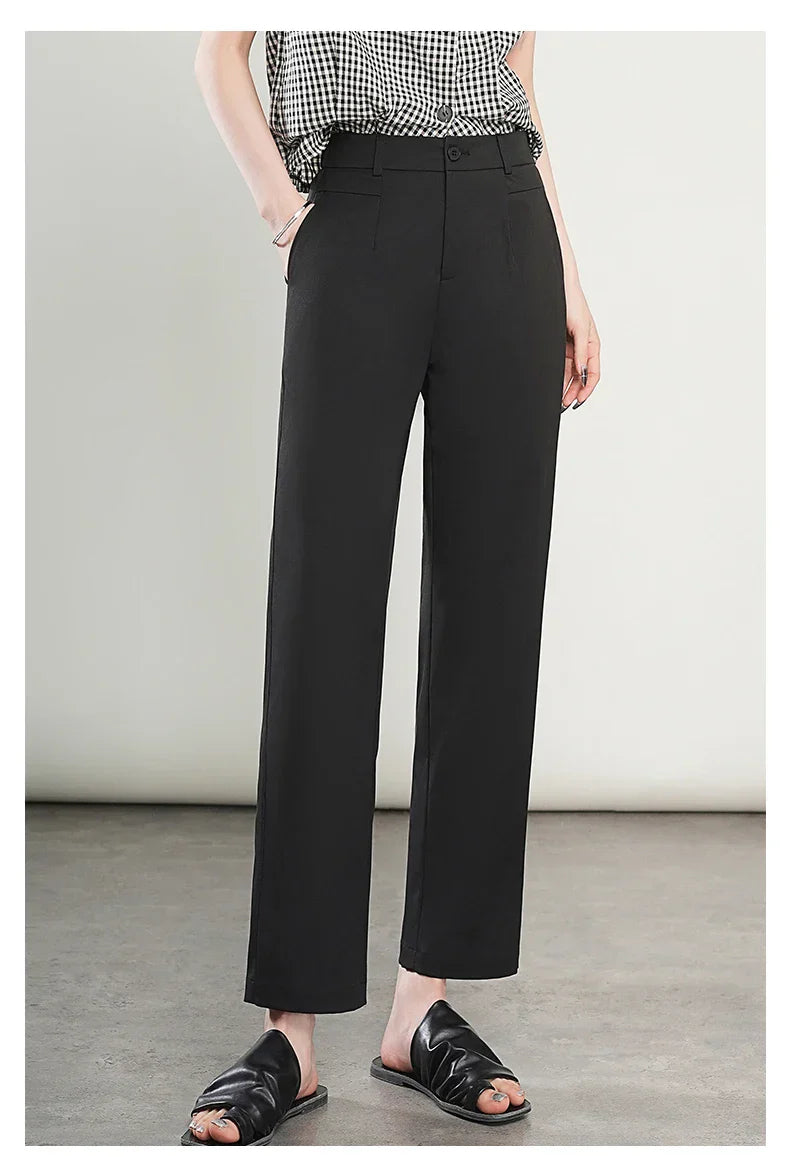 High-Waisted Lightweight Cropped Pants for Women