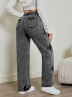 High Waist Tie-Dye Straight Jeans for Women