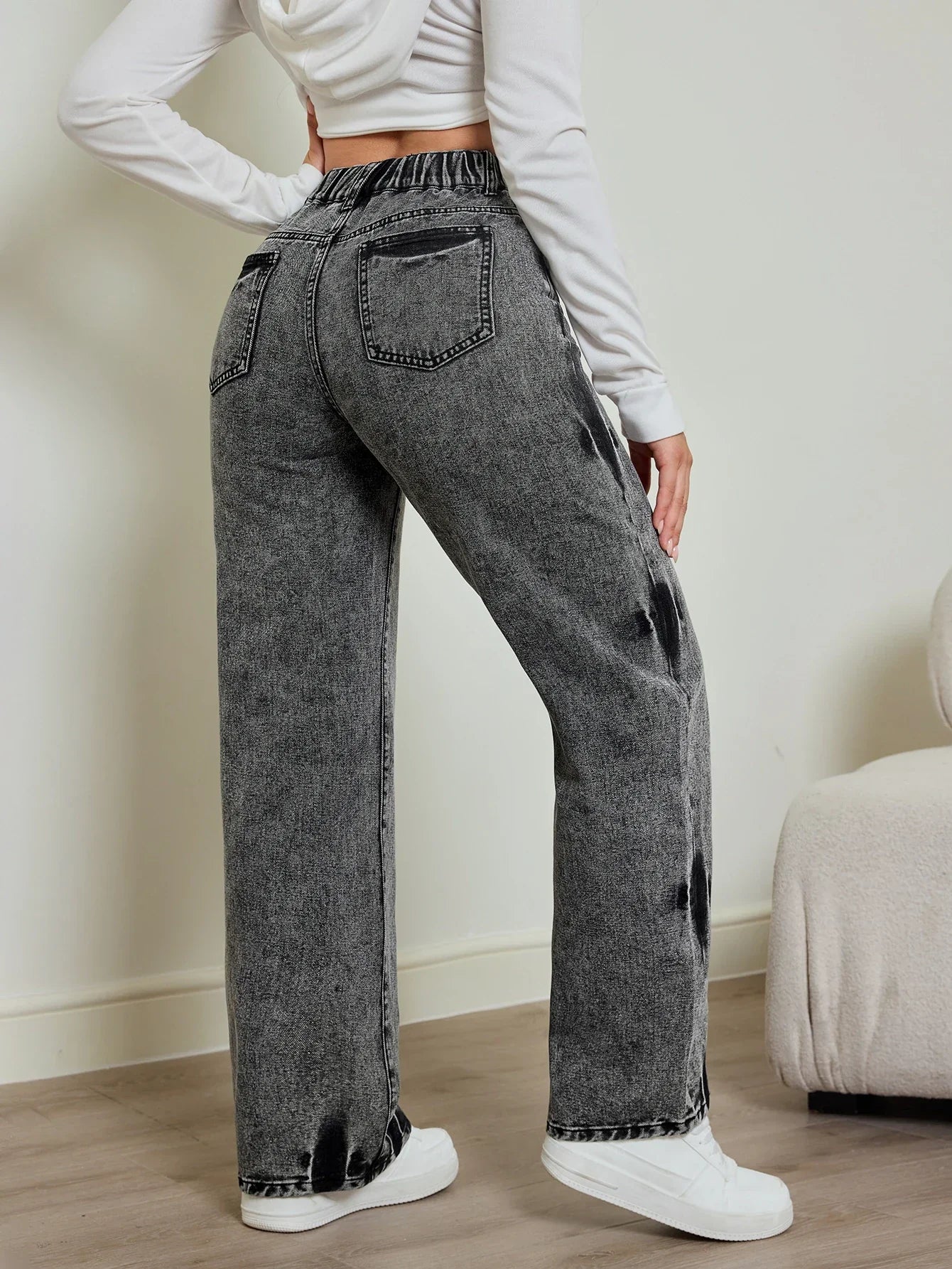 High Waist Tie-Dye Straight Jeans for Women