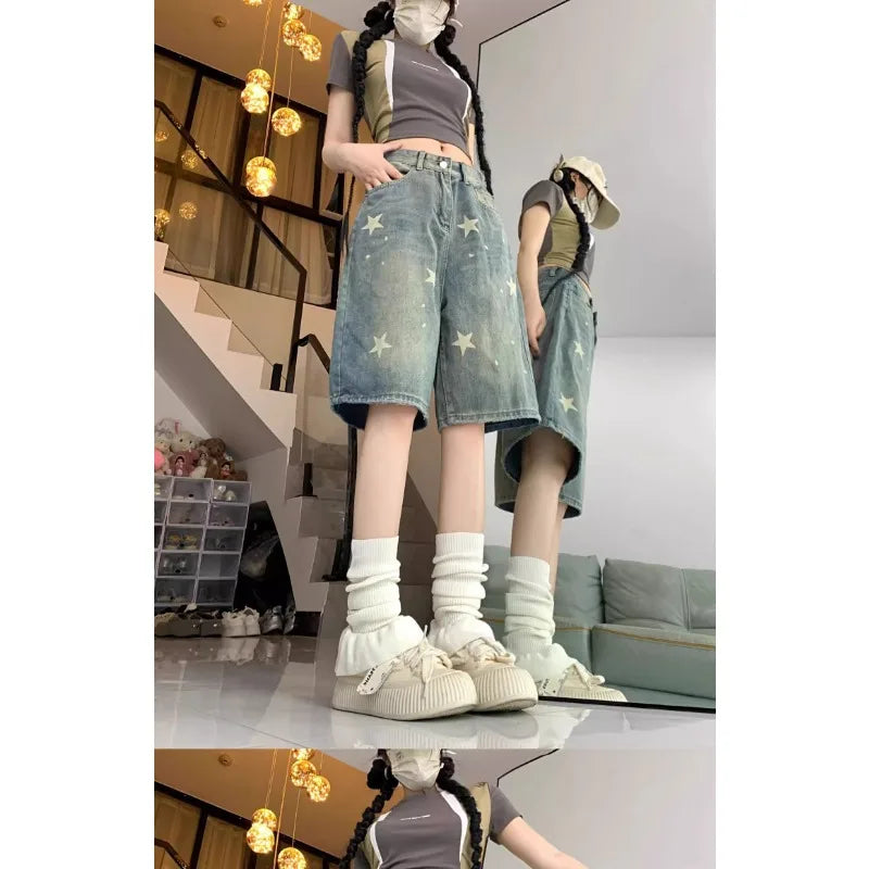 Floral Print Wide Leg Women's Jeans - Casual Comfort Denim