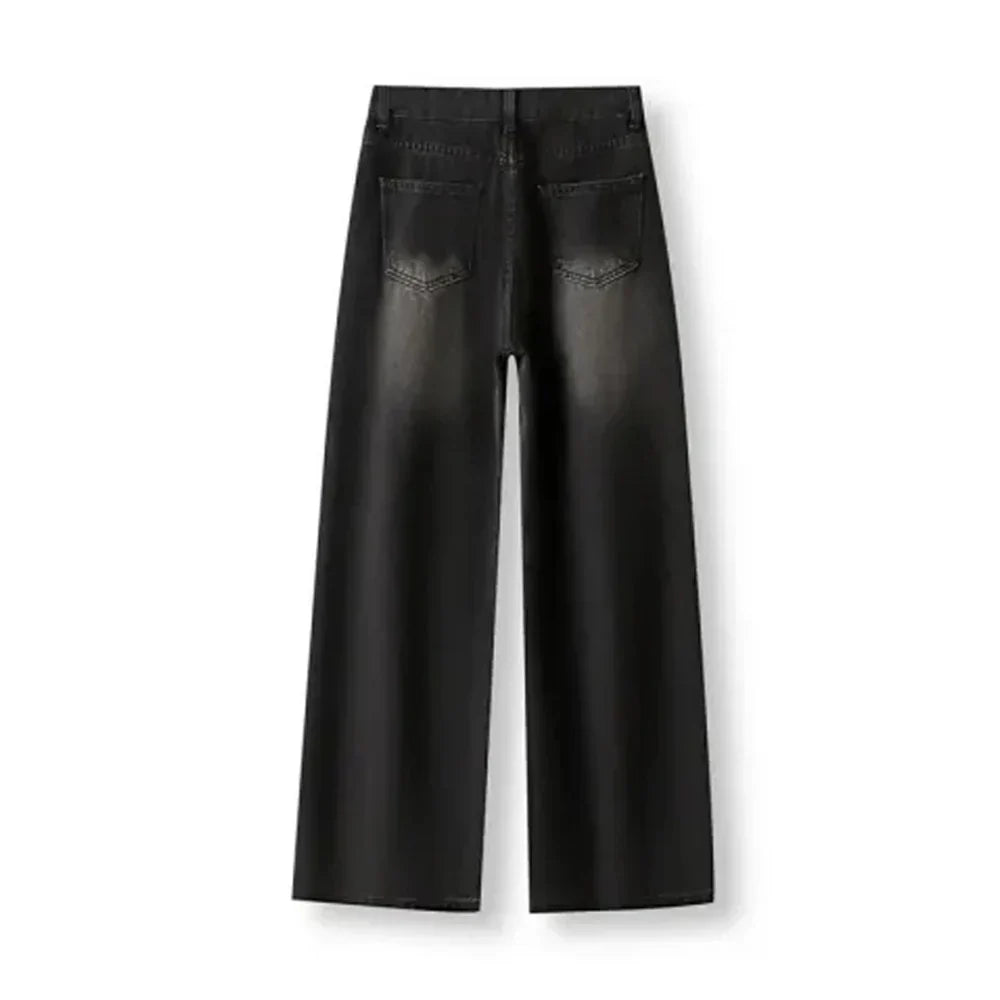 Y2K High Waist Baggy Women's Jeans in Black Gray